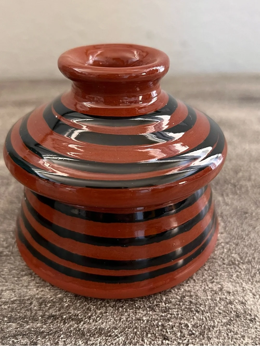Set Of 3 Vintage Handthrown Redware Ceramic Inkwell or Vase Signed Nutt, MEL